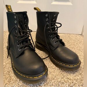 Doc Martens black leather lace up boots